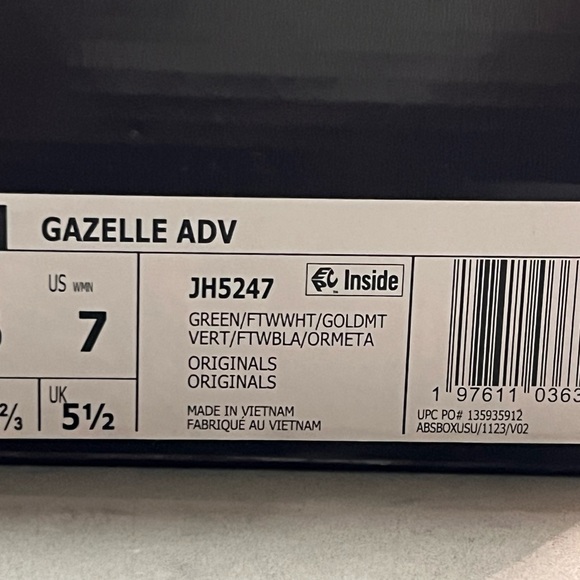 Adidas Gazelle ADV Green Sneakers | Size 7 Women / 6 Men | New in Box - Picture 8 of 9